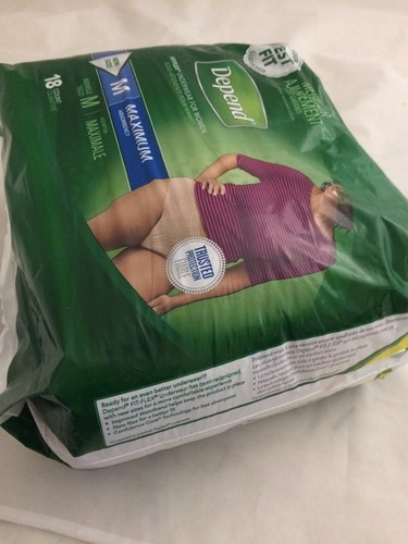 Depend for Women Underwear Fit-Flex 18 Count Size M New in Package