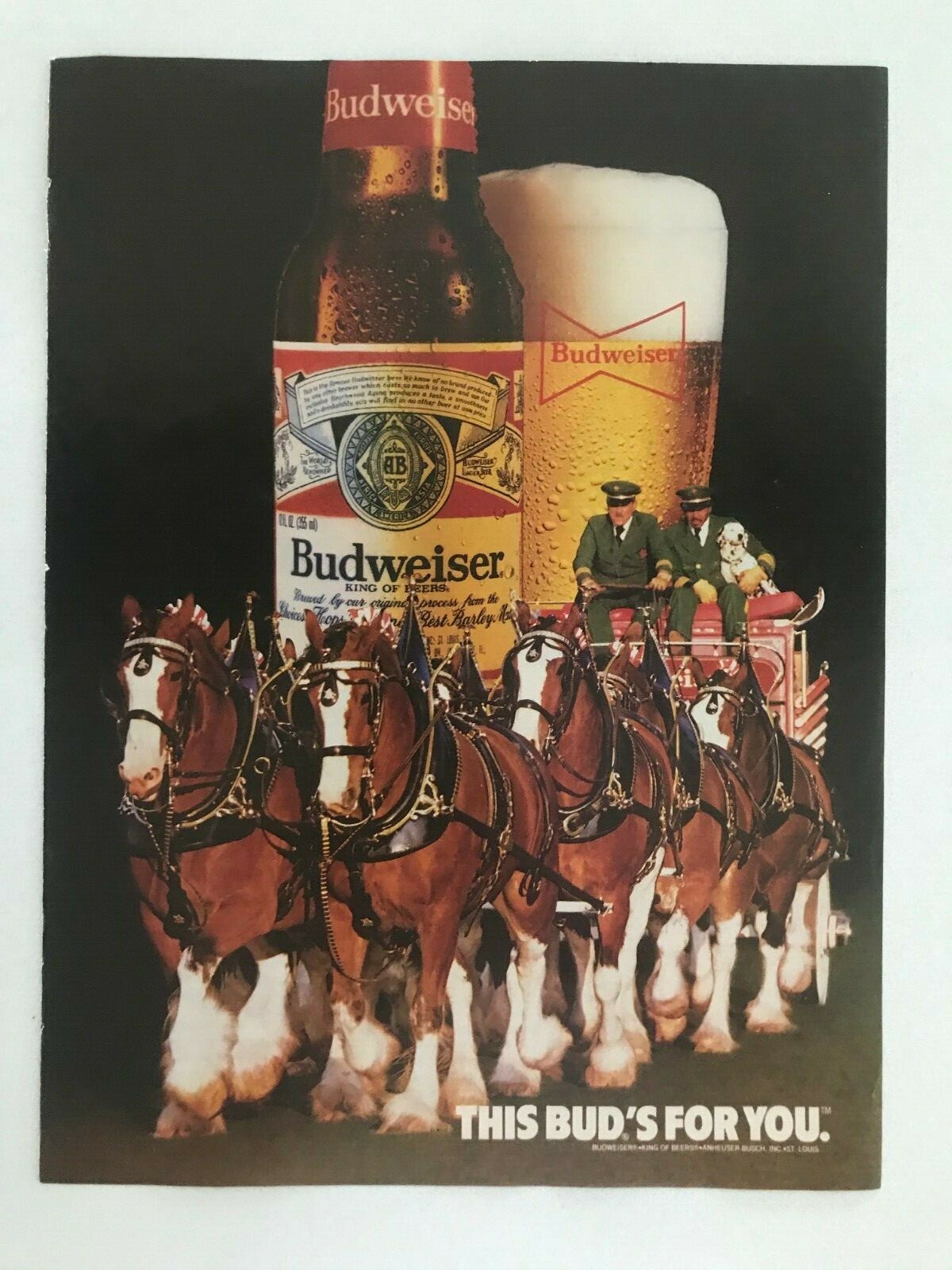 Budweiser Clydesdales Vintage 1980's Print Ad | eBay