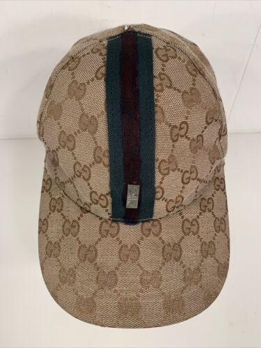 Gucci Original GG Canvas Stripe Baseball Hat / Cap With Gucci Original GG Canvas Stripe Baseball Hat / Cap With