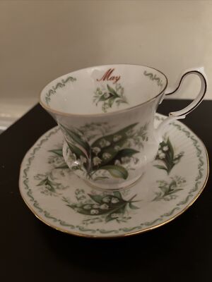 Vintage Queens Flower of the Month Tea Cup & Saucer MAY Lily Of The Valley