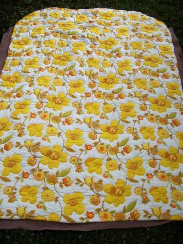 60 / 70s Twin Yellow Floral Flower Power Bedspread Flower Power EXTRA AVAILABLE