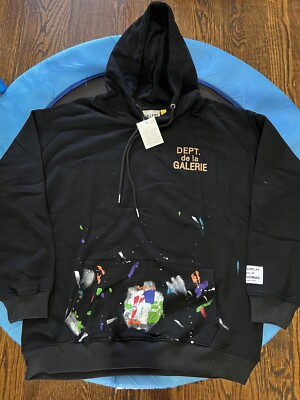 Gallery Dept Spilled Paint Hoodie Color Black Size Large