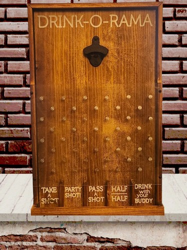 Wood Drink O Rama Bottle Opener Plinko Game Bar Mancave Wall Decor Ready To Hang