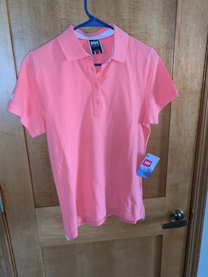 NWT Helly Hansen Women Crew Pique 2 Short Sleeve Polo Shirt Pink - Medium