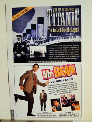 MR BEAN / TITANIC / OHIO PLAYERS FIRE / SHOELESS JOE 1990S VTG LASERDISC AD 