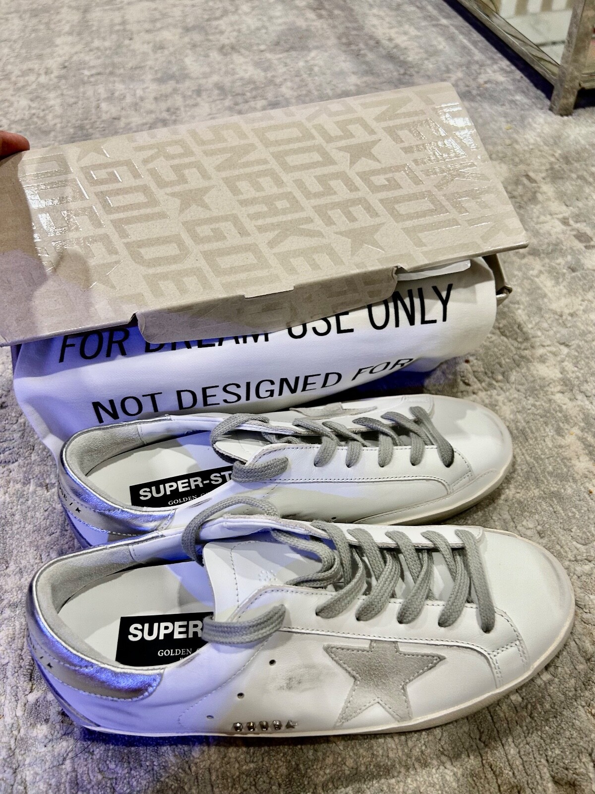 golden goose white ice silver