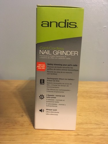 Andis 2-Speeds Cord/Cordless Animal Nail Grinder Rechargeable, NEW!