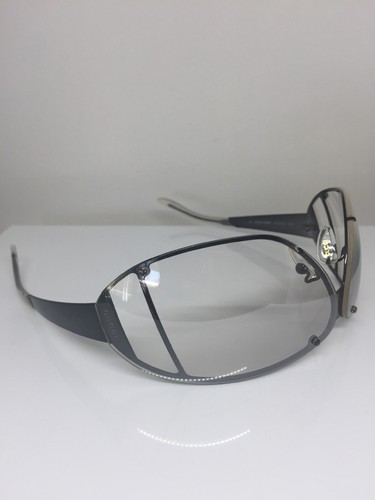 Pre-owned Gucci Authentic  1652 Sunglasses Gg 1652/s C. Tw3 Shiny Gunmetal Made Italy In Silver Flash Mirror Shield With Grey Gradient Lens
