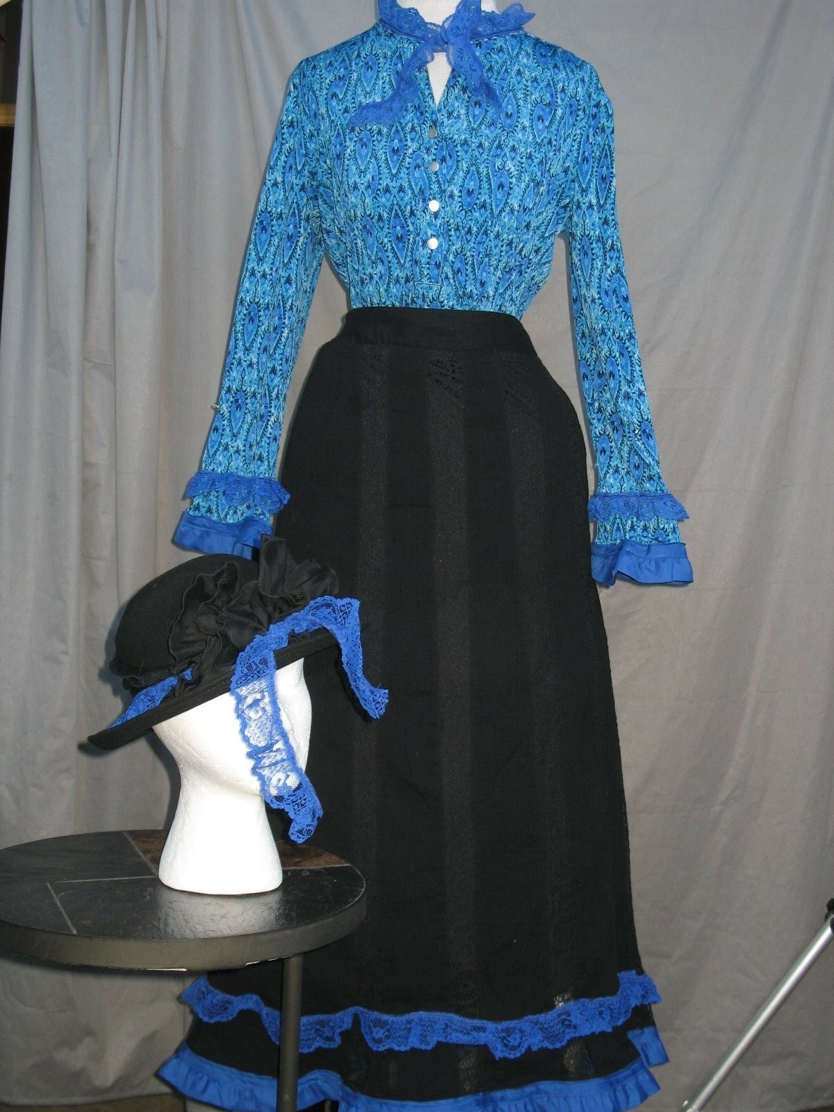 Victorian Costume Edwardian Dress Civil War Style Outfit w Hat