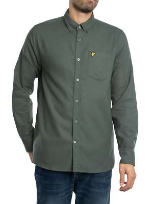 Мужская однотонная фланелевая рубашка Lyle & Scott зеленого цвета