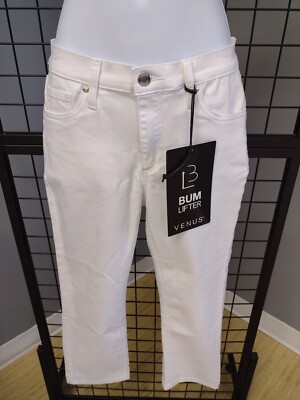 Venus Bum Lifter Capri Woman's Size 6 Button White Stretch Crop Pants