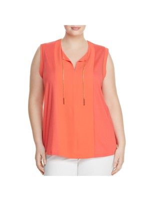 

Женский коралловый лиф с завязками и отделкой MICHAEL KORS, топ Ne Split Top Plus, Коралл