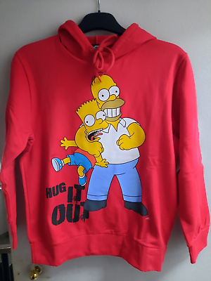 THE SIMPSON HOMER BART FELPA RAGAZZO C CAPPUCCIO 12ANNI ROSSO