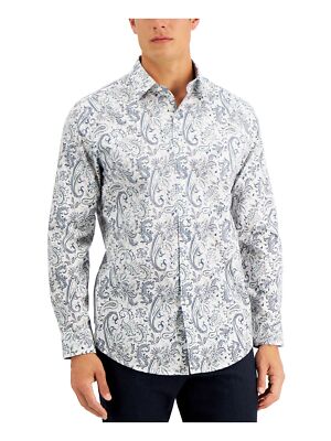 

TASSO ELBA Мужская хлопковая повседневная рубашка Cosimo White Paisley Classic на пуговицах, Белый, 100114363MN