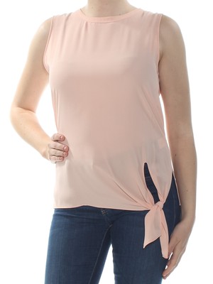 DYLAN GREY Женская розовая майка без рукавов с круглым вырезом и завязками, M