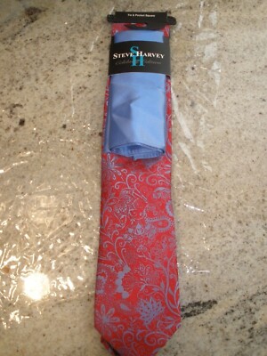 New Steve Harvey Men's Necktie Neck Tie with Pocket Square (YOU CHOOSE)