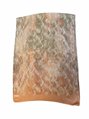 Calvin Klein womens  Ombré Snake-Print Chiffon Scarf Peach Orange