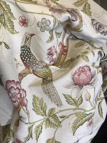 Bennison Chinese Pheasant Fabric 4 Yds 1997 Made In England Linen