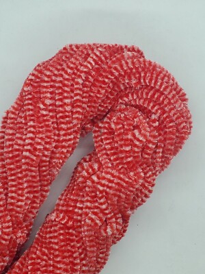 RED & WHITE Variegated Rayon Chenille Size #2 - Medium Fly & Jig Tying 5 Yds.