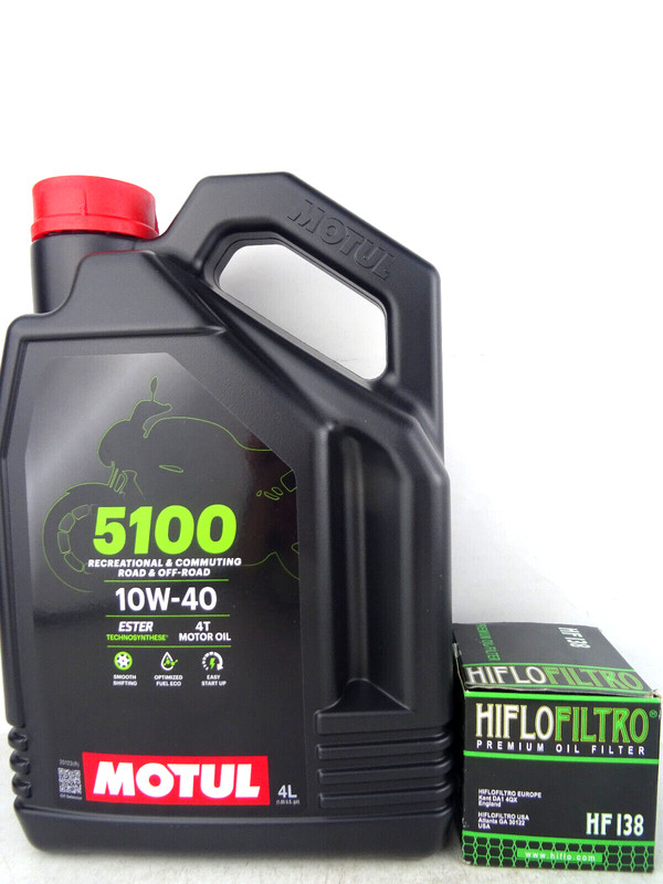Motul 5100 10w40  10w-40 + ÃLfilter Hf138 Oc574 Suzuki Kawasaki 104068 4 Liter 