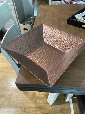 Hammered Copper Square 14  Serving Tray.