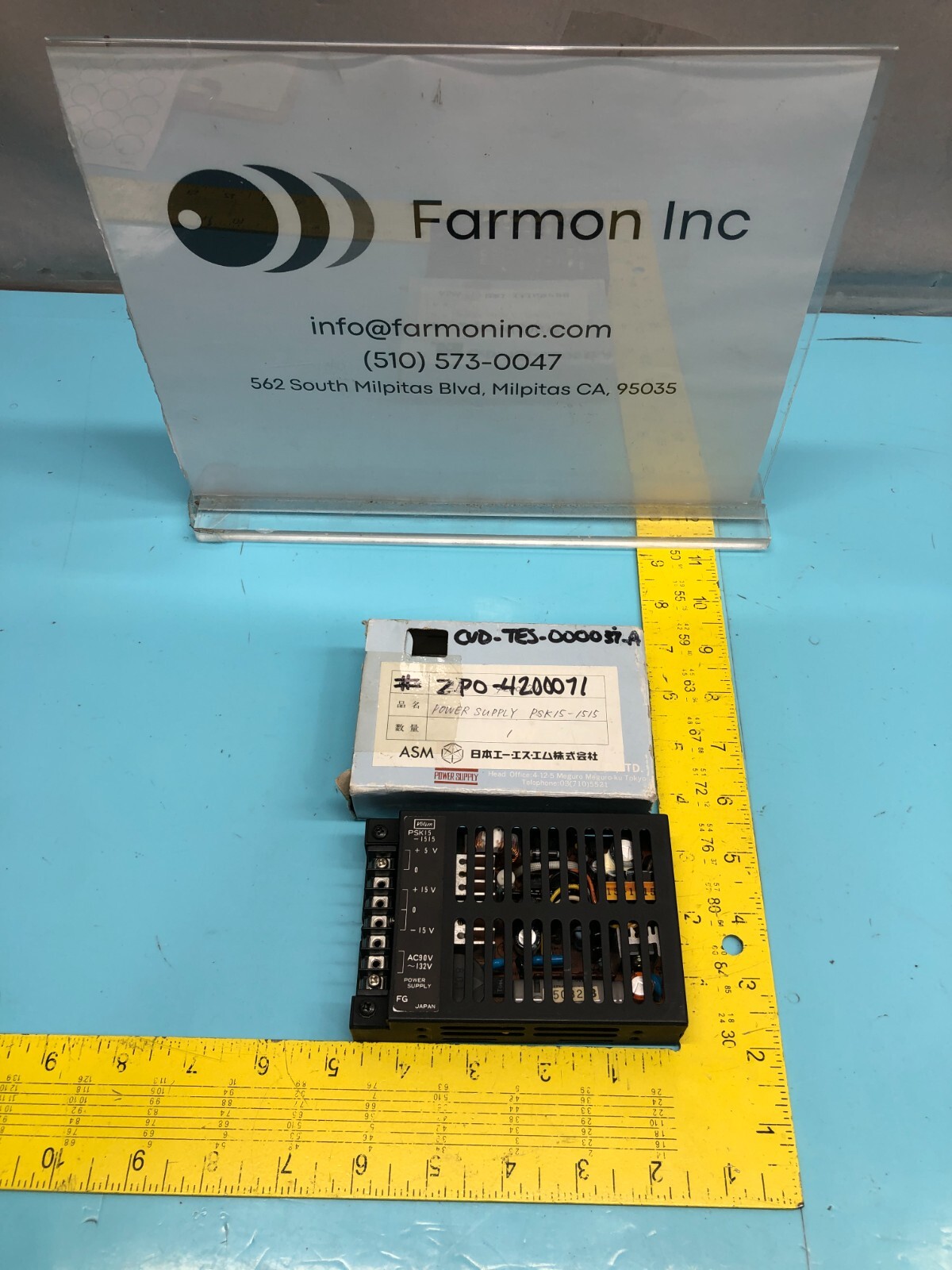 ASM PSK15-1515 POWER SUPPLY,CVD-TES-000037-A, VOLGEN, 163588