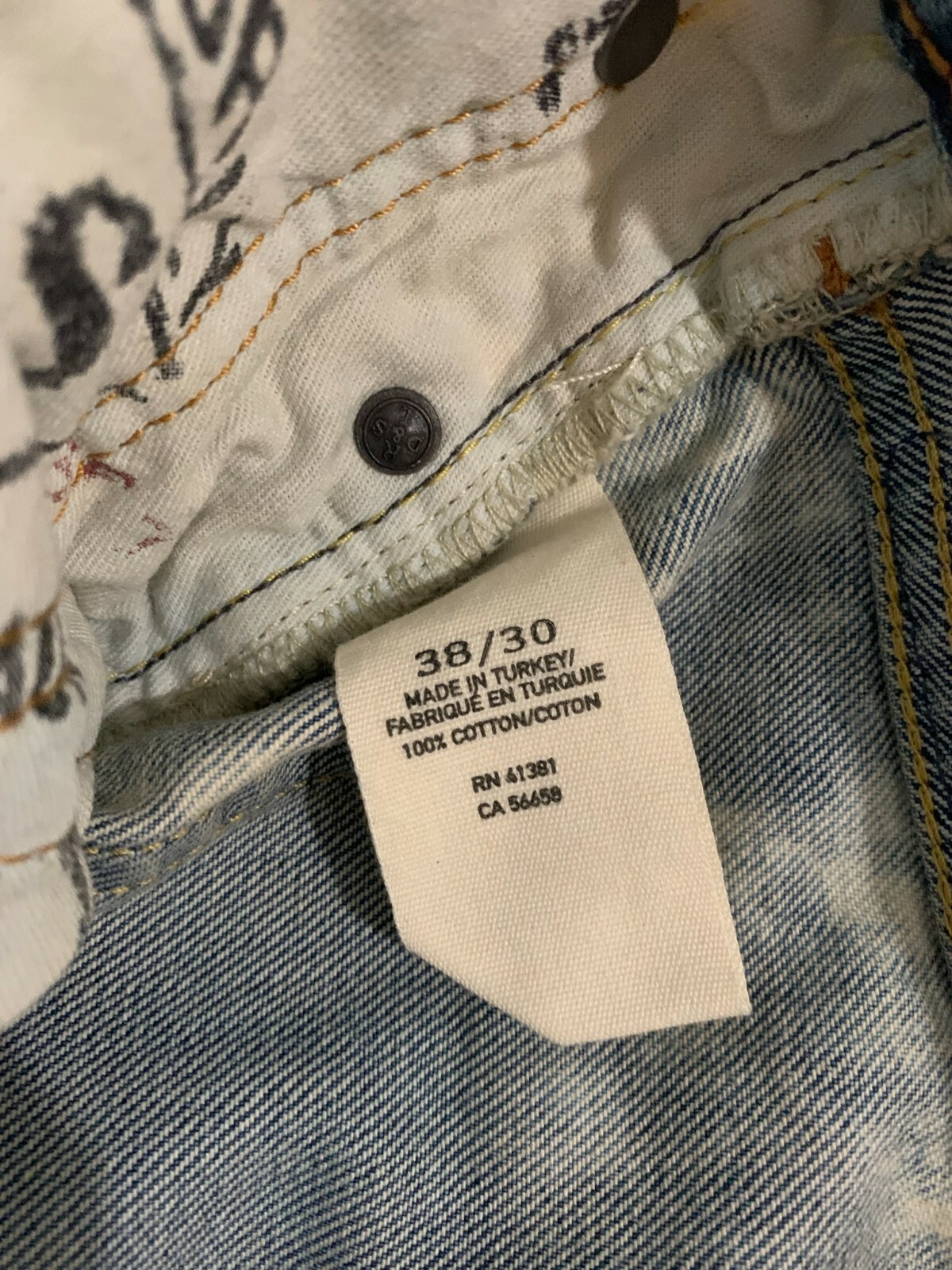 MEN'S SLIM DISTRESSED BLUE JEANS, 38 