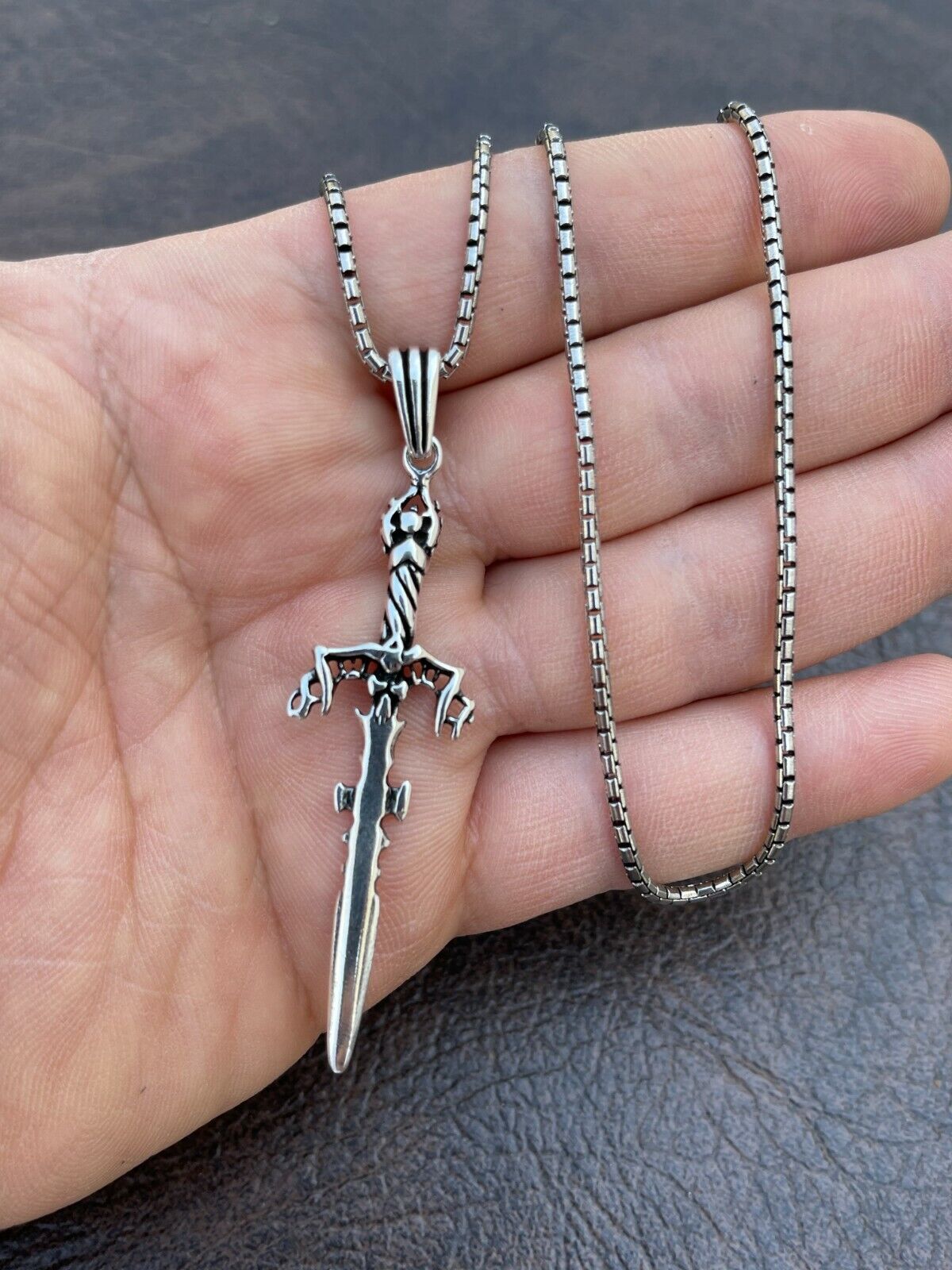Mens Real 925 Sterling Silver Viking Sword Pendant Necklace Mens Real 925 Sterling Silver Viking Sword Pendant Necklace