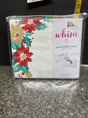 Martha Stewart Collection Whim STANDARD 100% Cotton Paired Christmas Pillowcases