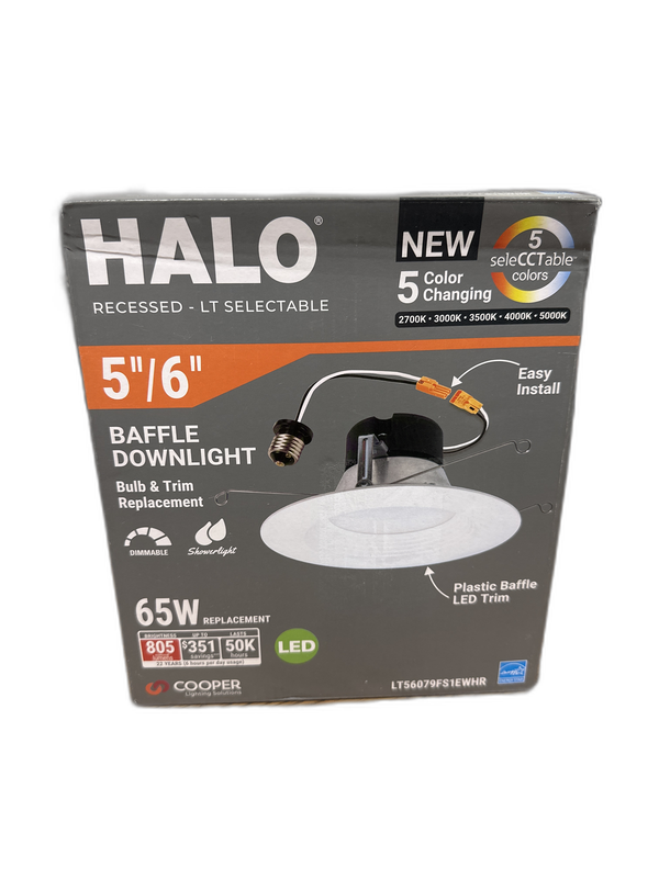 HALO LT 5/6 in. LED Retrofit Module with Baffle Trim Selectable 5CCT 750-Lumens