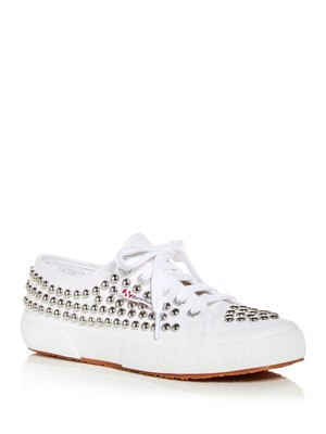 

SUPERGA Женские белые кроссовки с заклепками и круглым носком на платформе и шнуровке, Белый, S007WC0