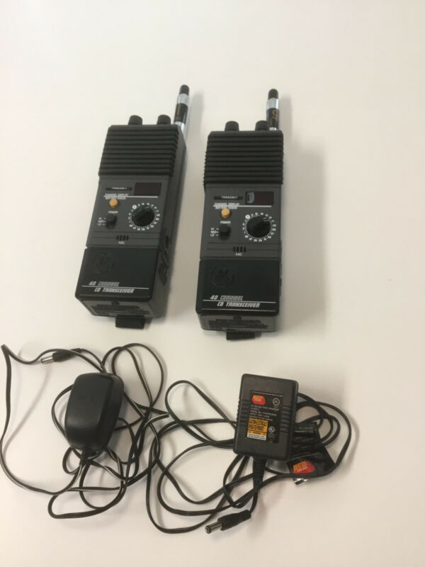 Two GE 3-5979C Handheld 40 Channel Citizen Band Transceiver with Power Supply