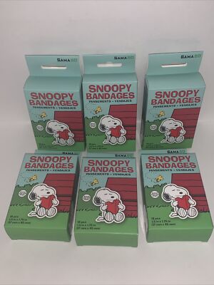 (6) GAMA GO Snoopy Hugging Heart 18-pc Bandages * FREE US SHIPPING*