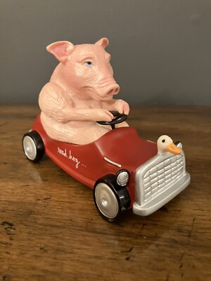 NEW-Vtg Will Bullas Anthropomorphic Road Hog Pig Primitive Bisque Figurine