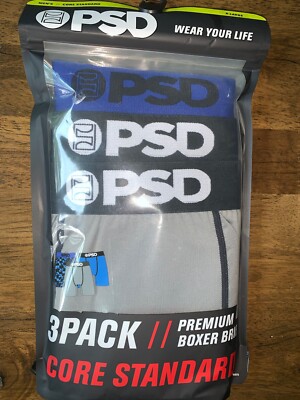 PSD Core Standard Premium Boxer Briefs Blue Check Up 3 Pack Sz XL