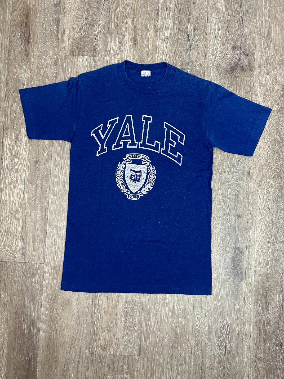 Champion Yale Lux Et Veritas Single Stitch T-Shirt Blue Vtg Champion Yale Lux Et Veritas Single Stitch T-Shirt Blue Vtg
