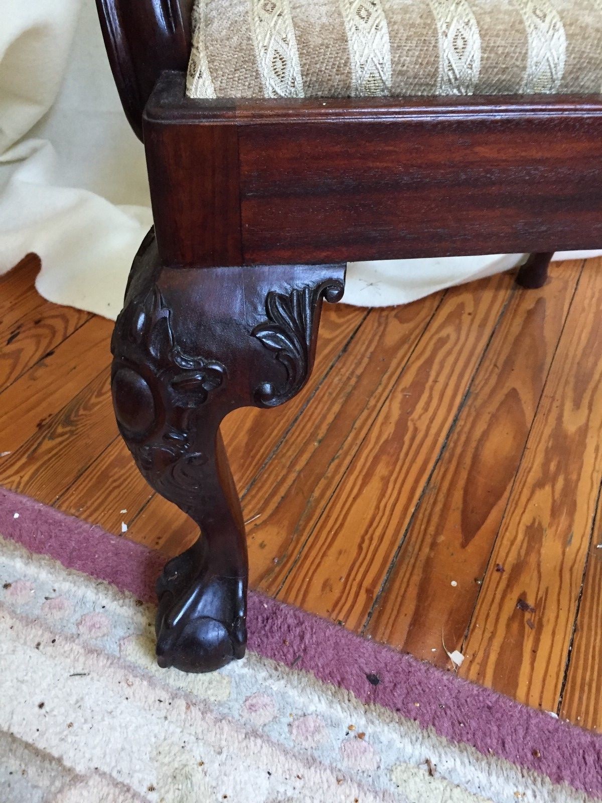 Georgian Baker Arm Chair Lot of 8 Ball & Claw Front Serpentine Rail MINT COND