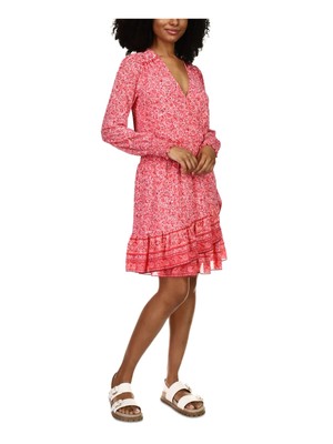 MICHAEL MICHAEL KORS Женское розовое платье-пуловер на подкладке с длинным рукавом Petites P\S