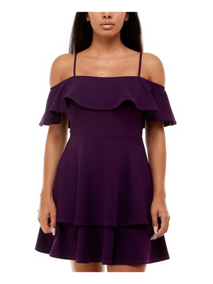 Короткое платье B DARLIN Womens фиолетового цвета с регулируемыми бретельками на подоле 15\16