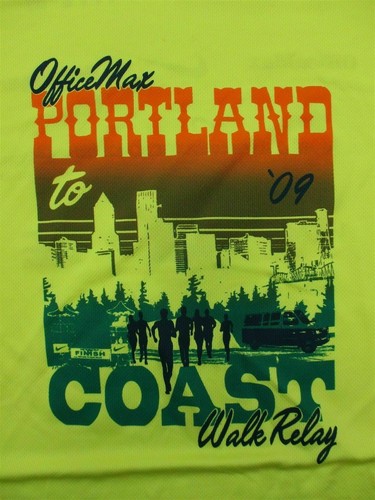 NIKE FIT DRY T6180 Women's Size M Portland To Coast 2009 Mesh Yellow Running Tee