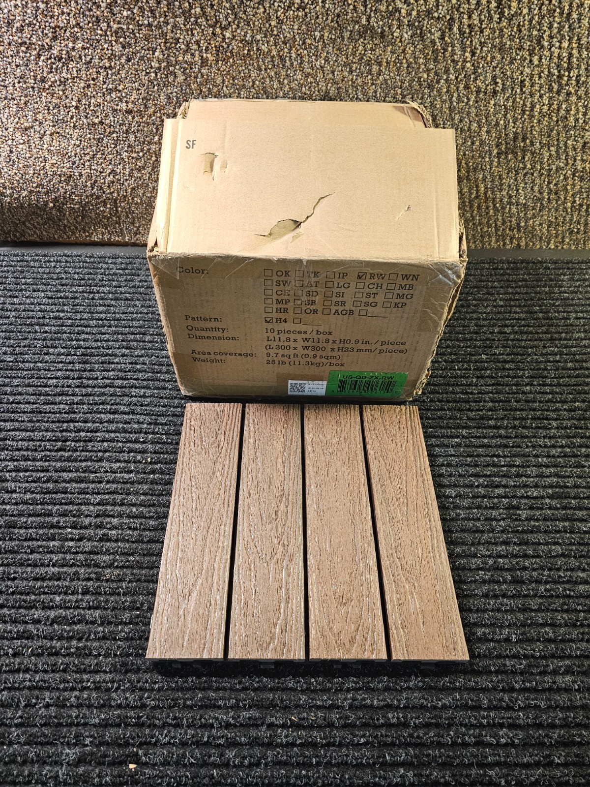 QTY 10) NewTechWood US-QD-ZX-RW Deck Tiles 12