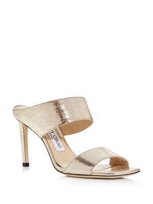 

JIMMY CHOO Женские золотые кожаные сандалии без шнуровки Hira с квадратным носком на шпильке 36,5, Золотой, J000131651