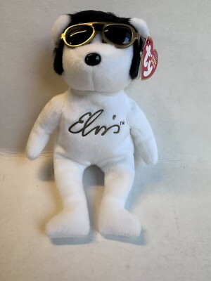 VIVA LAS BEANIES Ty ELVIS Presley Beanie Baby Bear white - See Photos!!!
