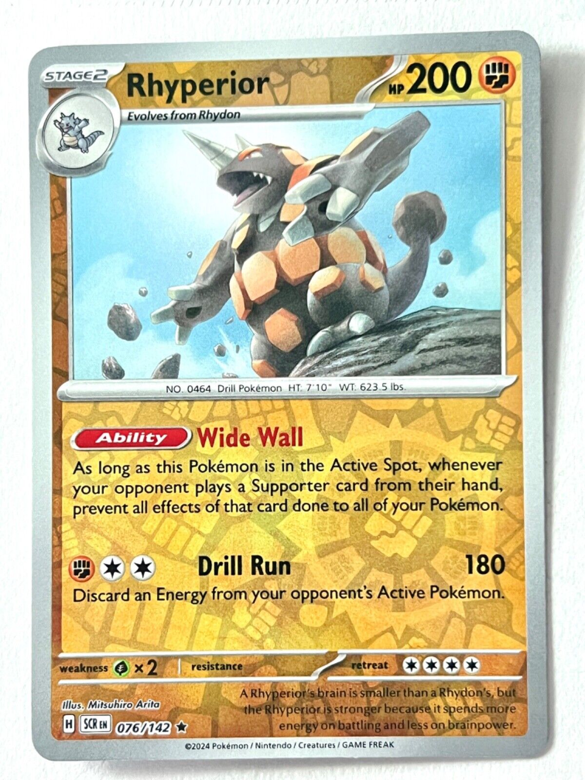Rhyperior 076/142 Reverse Holo Rare - Stellar Crown Pokemon Rhyperior 076/142 Reverse Holo Rare - Stellar Crown Pokemon