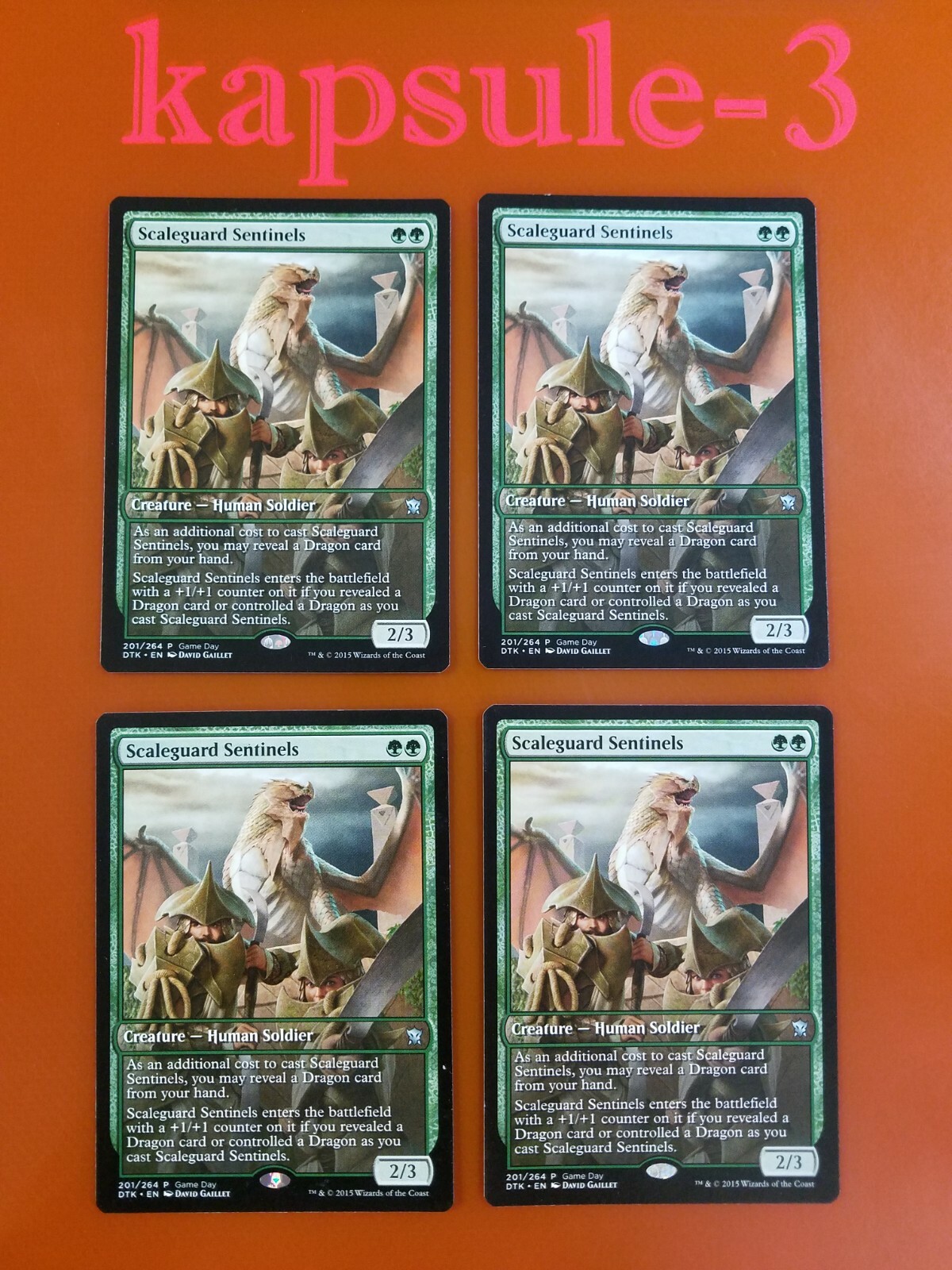 Scaleguard Sentinels 4x FOIL DTK MTG Dragons of Tarkir Uncommon MINT green Scaleguard Sentinels 4x FOIL DTK MTG Dragons of Tarkir Uncommon MINT green