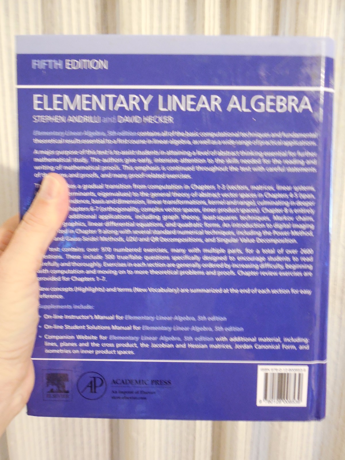 Elementary Linear Algebra by Stephen Andrilli and David Hecker (2016, Hardcover)