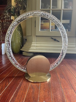 Large Art Deco Intertek Crystal Ring Halo Desk Table Lamp Light