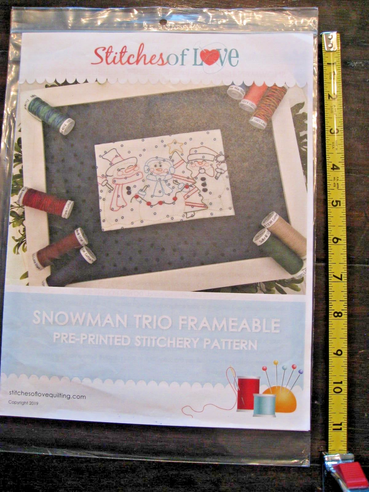 Stitches of Love "Snowman Trio"  Preprinted Stitchery Pattern CHRISTMAS