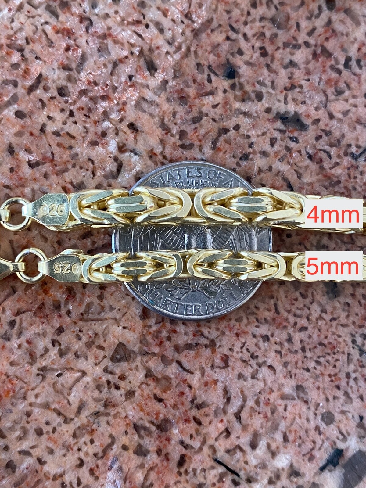 Pre-owned Silver 14k Gold Plated 925 Sterling  Byzantine Chain Mens Necklace 2.5-5mm 18-30"