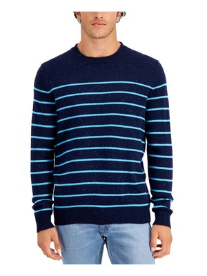 

CLUBROOM Mens Gregor Navy Striped Long Sleeve Classic Fit Pullover Sweater